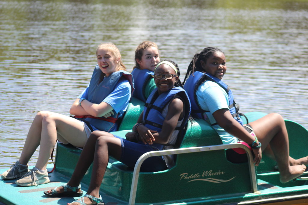 Campers paddleboating